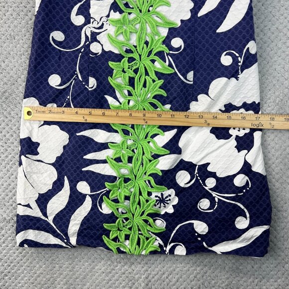Lilly Pulitzer Blue Johnny B Green Appliqué Front Delia Shift Dress  Sz 0 XS - Picture 6 of 15